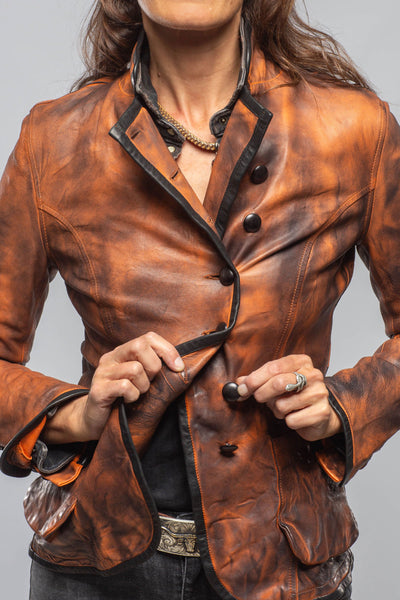 Axel's Renegade by Garrett Sarge Washed Lambskin Jacket In Charred Squash Ladies - Outerwear - Leather