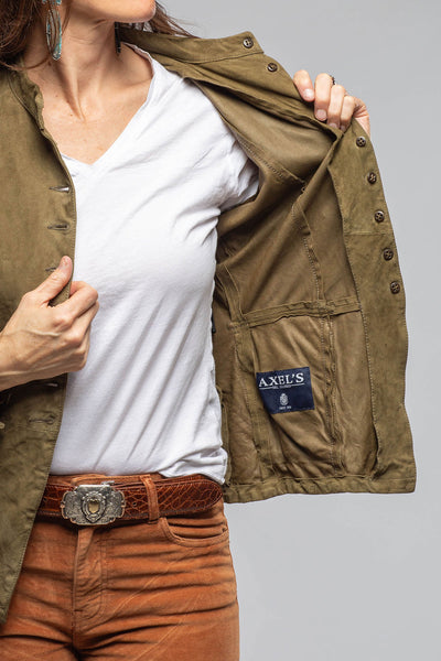 Axel's Renegade by Garrett Scarlet Washed Suede Shirt In Sage Ladies - Outerwear - Leather