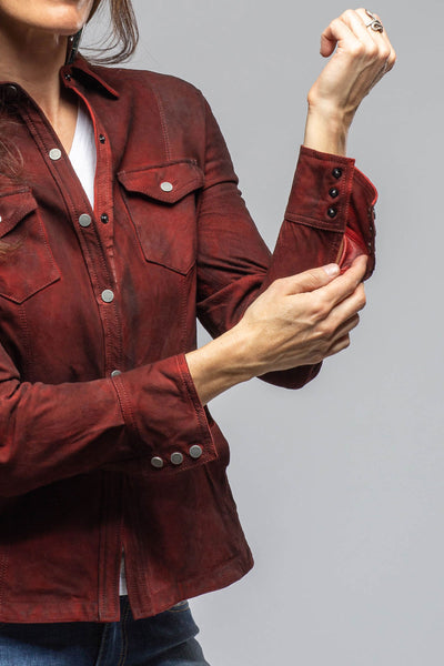 Axel's Renegade by Garrett | Yarrow Washed Suede Shirt In Charred Red | Ladies - Outerwear - Leather 