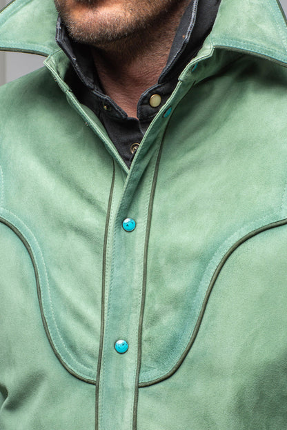 Axel's Stil Corzo Western Suede Overshirt In Green Mens - Outerwear - Leather