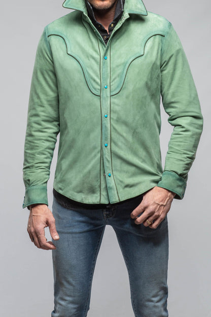 Axel's Stil Corzo Western Suede Overshirt In Green Mens - Outerwear - Leather