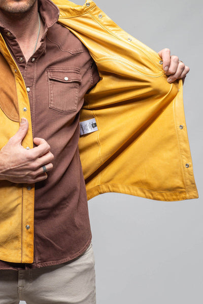 Corzo Western Suede Overshirt In Yellow | Mens - Outerwear - Leather | Axel's Stil
