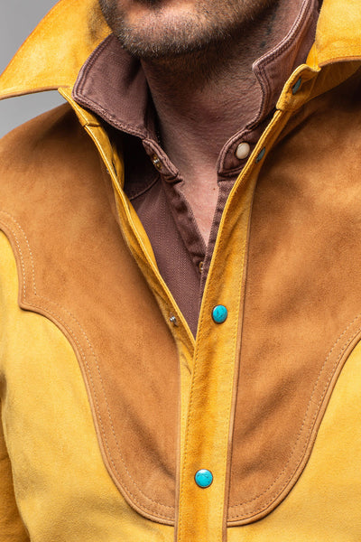 Corzo Western Suede Overshirt In Yellow | Mens - Outerwear - Leather | Axel's Stil