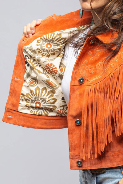 Ruby Embroidered Fringe Jacket In Poppy | Ladies - Outerwear - Leather | Axel's Stil