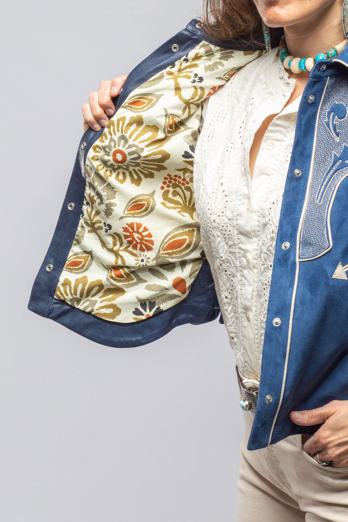 Axel's Stil | Scarlett Suede Western Shirt In Cornflower | Ladies - Outerwear - Leather 
