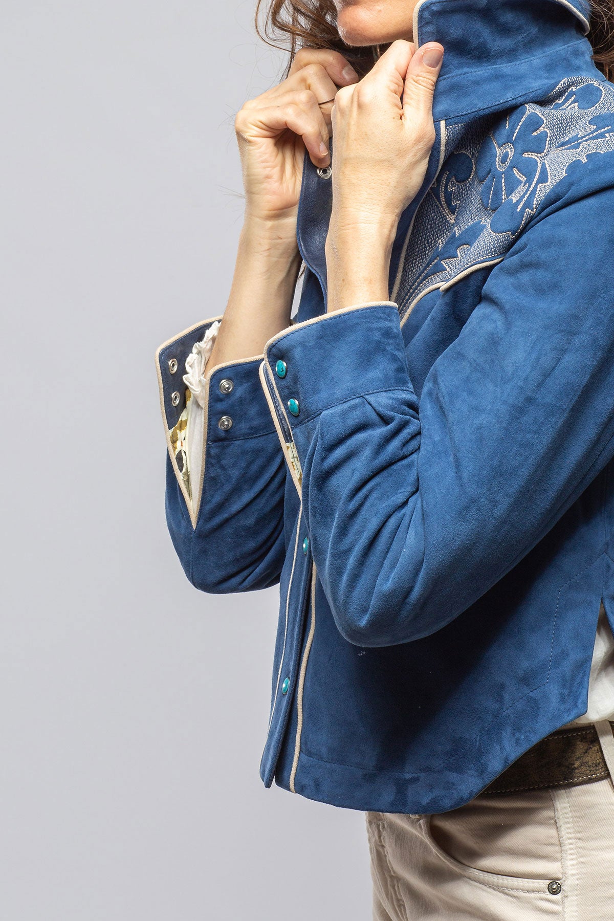 Axel's Stil | Scarlett Suede Western Shirt In Cornflower | Ladies - Outerwear - Leather 