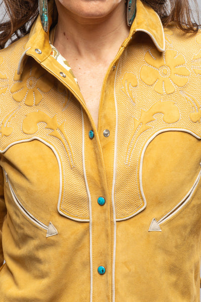 Axel's Stil | Scarlett Suede Western Shirt In Sunflower | Ladies - Outerwear - Leather 