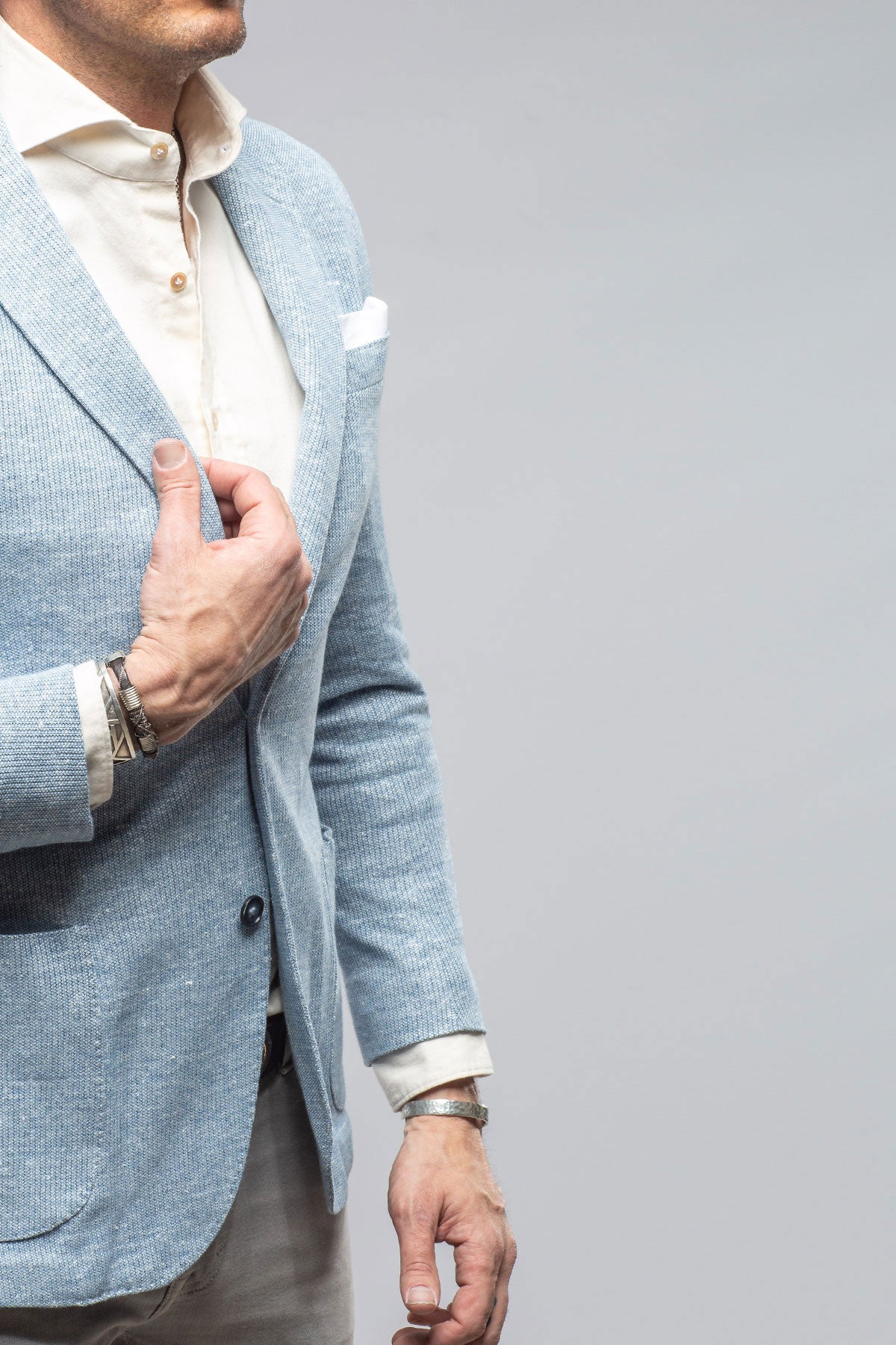 Axel's Vento Collection Giorgio Unconstructed Blazer In Denim Melange Mens - Tailored - Jackets