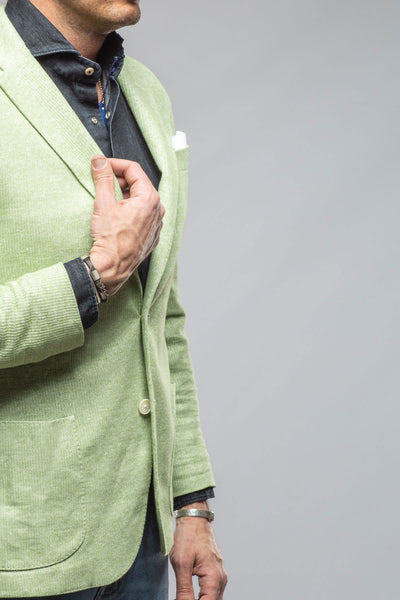 Giorgio Unconstructed Blazer In Pistachio Melange | Mens - Tailored - Jackets | Axel's Vento Collection