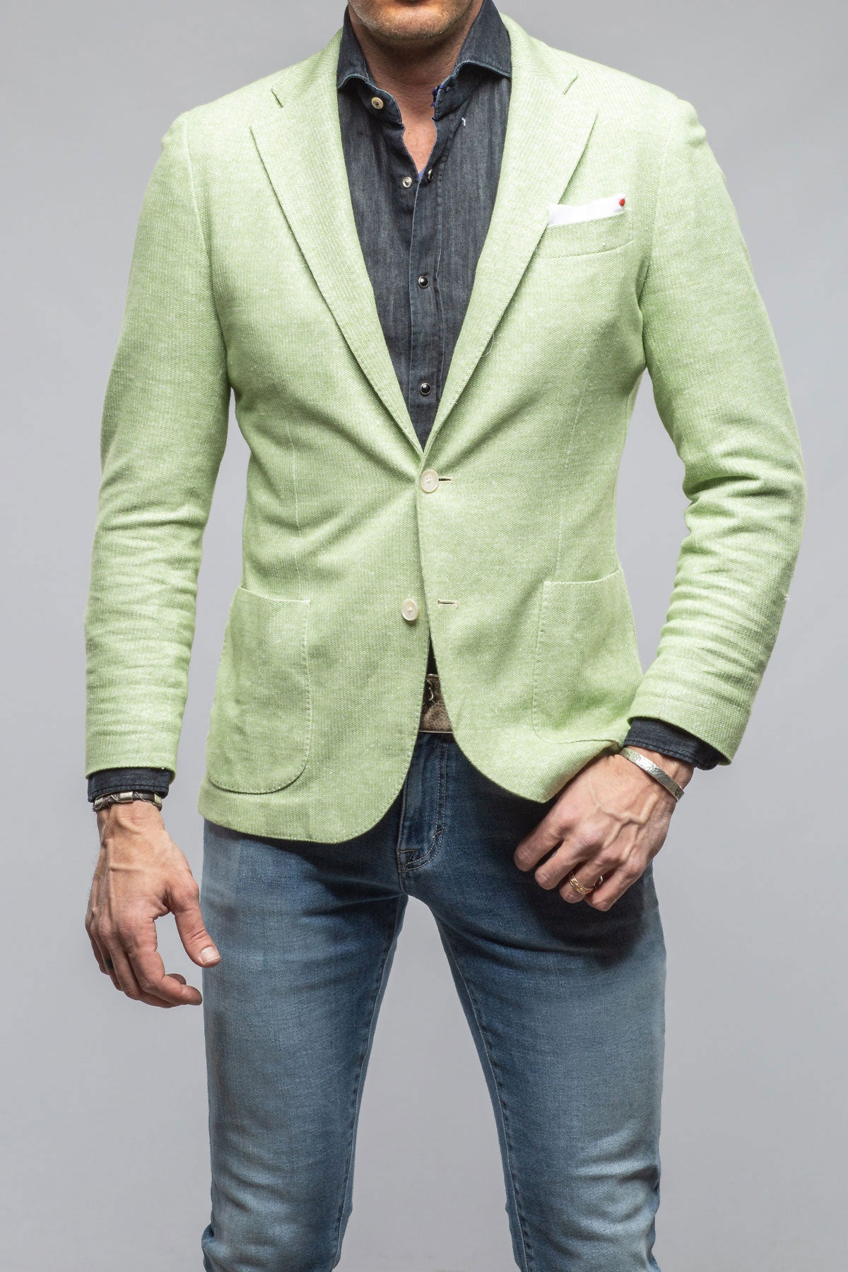 Axel's Vento Collection Giorgio Unconstructed Blazer In Pistachio Melange Mens - Tailored - Jackets