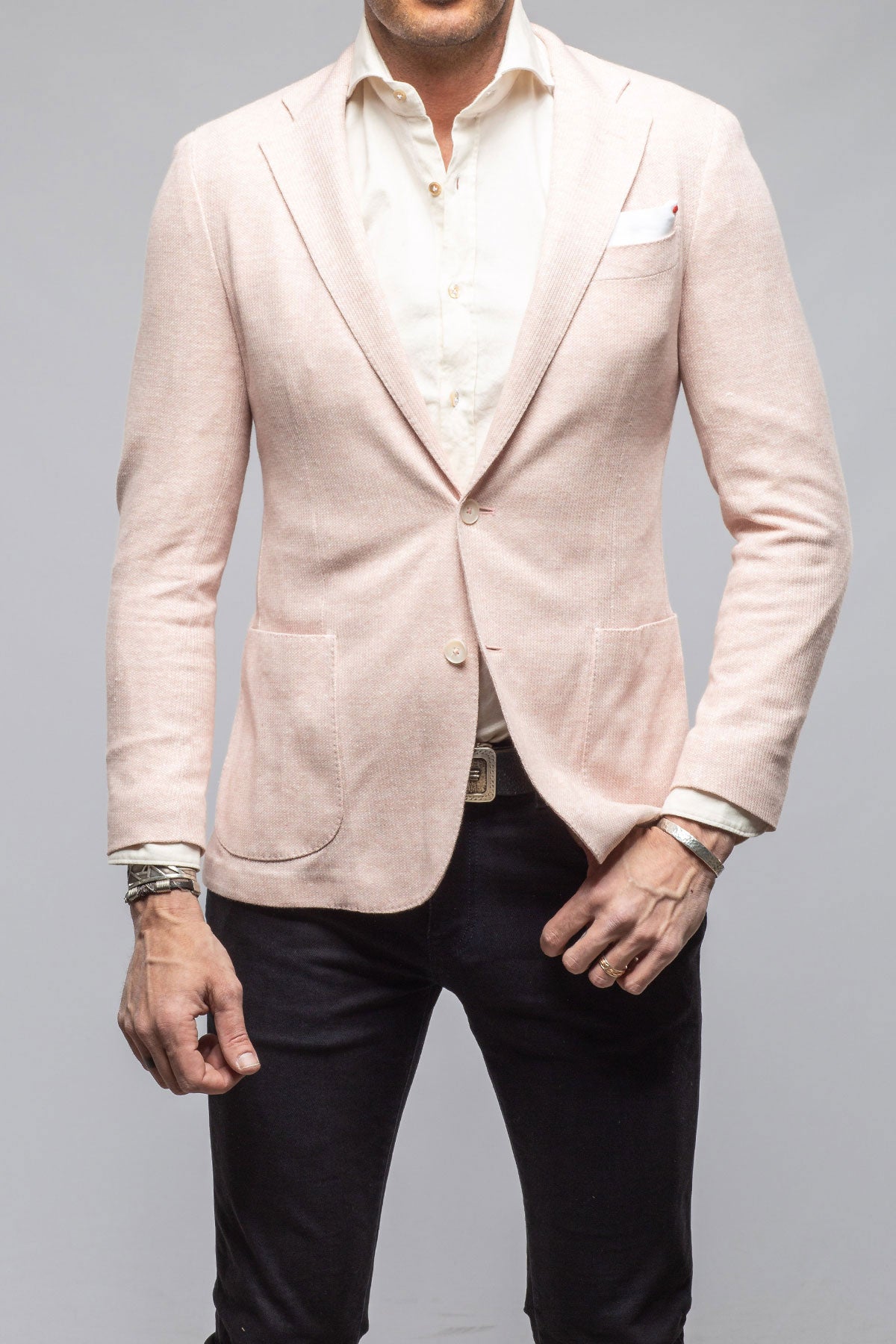 Axel's Vento Collection Giorgio Unconstructed Blazer In Salmon Melange Mens - Tailored - Jackets