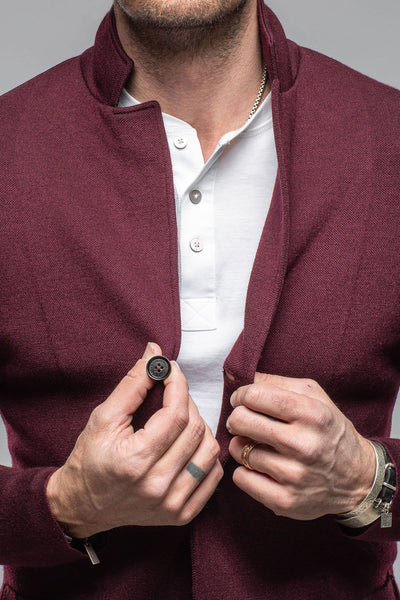Axels-BDSR Camarena Cashmere/Silk Swacket In Burgundy Mens - Sweaters