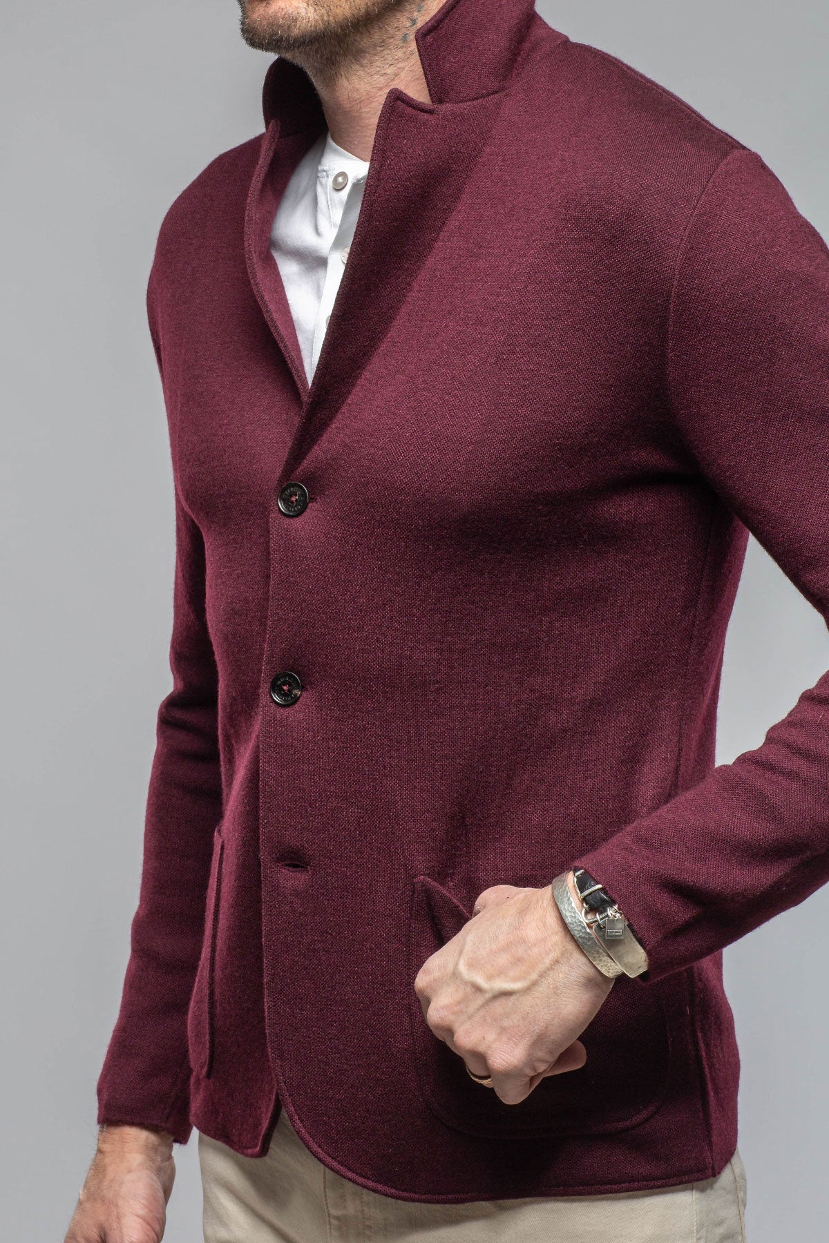 Axels-BDSR Camarena Cashmere/Silk Swacket In Burgundy Mens - Sweaters