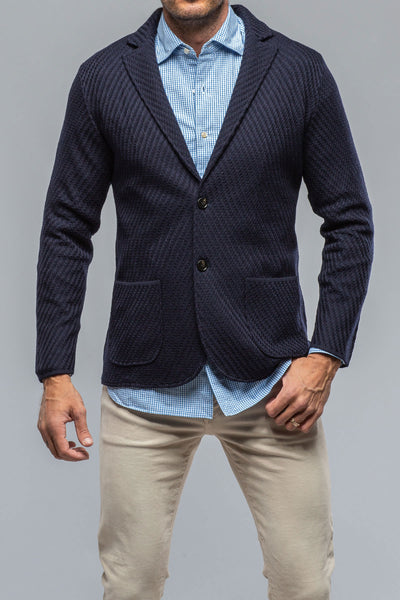 Luca Sweater Jacket In Navy | Mens - Sweaters | Axels-BDSR
