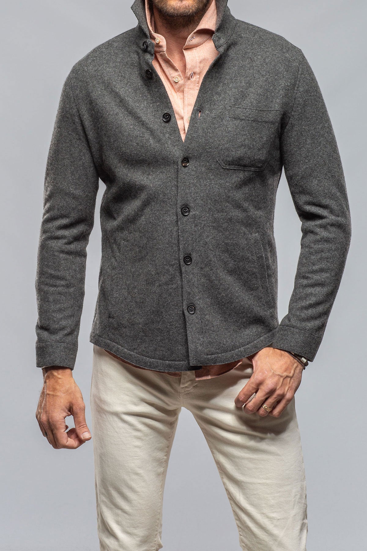 Axels-BDSR Sooter Cashmere Shirt In Charcoal Mens - Sweaters