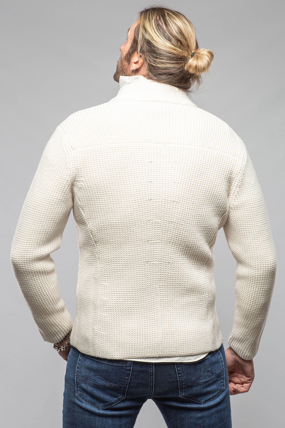 Axels-BDSR Timberline Woven Sweater Jacket In Cream Mens - Sweaters