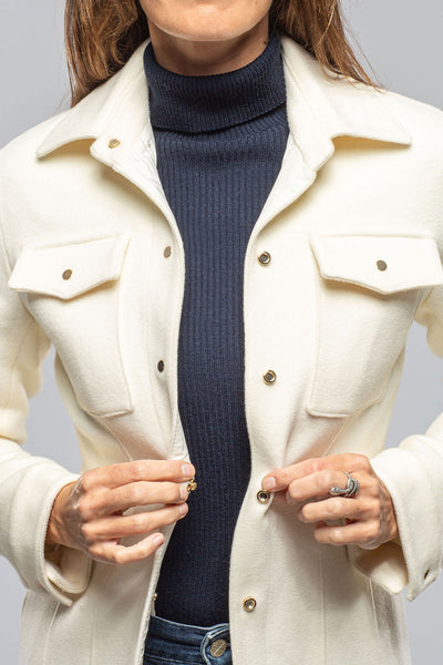 Eloise Virgin Wool Shirt Jacket In White | Ladies - Outerwear - Cloth | Axels