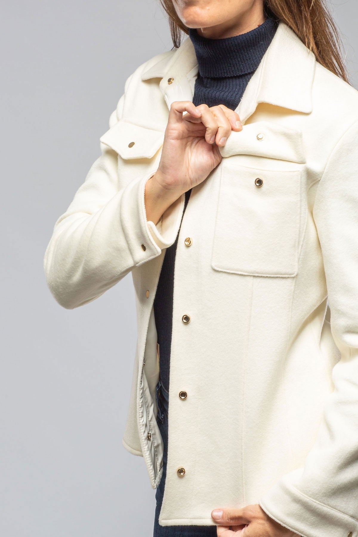 Eloise Virgin Wool Shirt Jacket In White | Ladies - Outerwear - Cloth | Axels