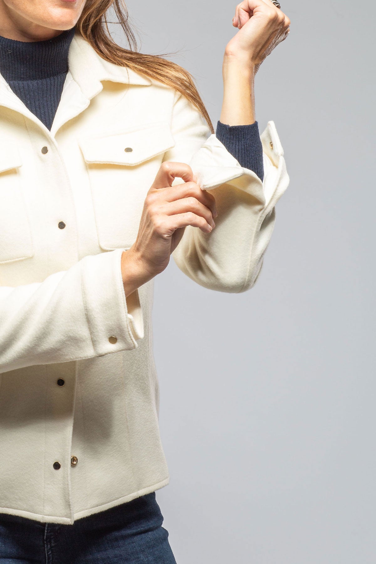 Eloise Virgin Wool Shirt Jacket In White | Ladies - Outerwear - Cloth | Axels
