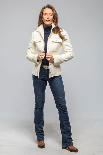 Eloise Virgin Wool Shirt Jacket In White | Ladies - Outerwear - Cloth | Axels
