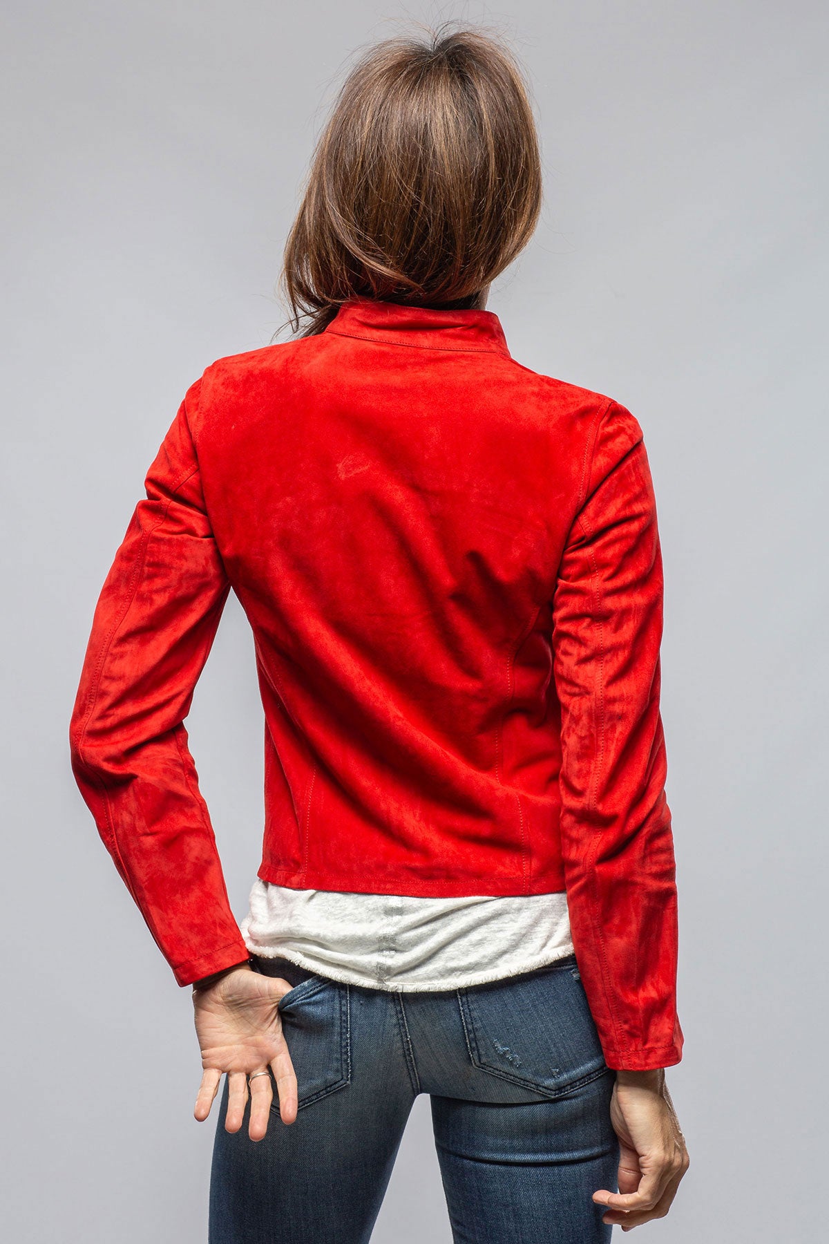 Axels Helen Suede Short Jacket In Rossa Ladies - Outerwear - Leather