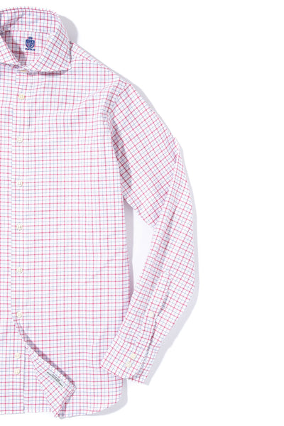 Axels-Is Panamera Cotton Check Shirt In Blue W Red Mens - Shirts - Dress