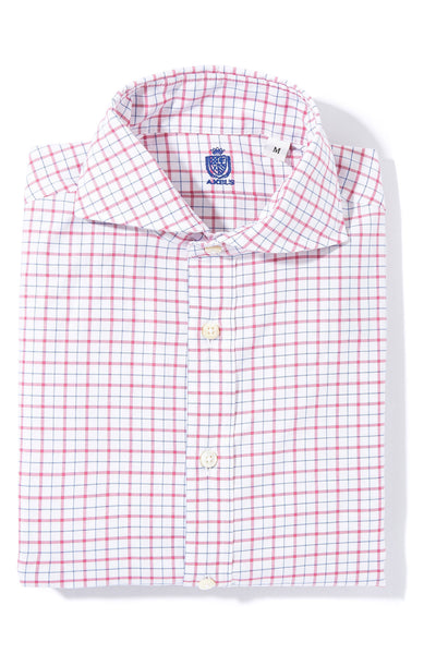 Axels-Is Panamera Cotton Check Shirt In Blue W Red Mens - Shirts - Dress