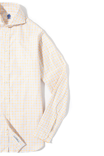 Axels-Is Panamera Cotton Check Shirt In Yellow w Blue Mens - Shirts - Dress