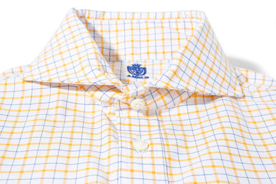 Axels-Is Panamera Cotton Check Shirt In Yellow w Blue Mens - Shirts - Dress