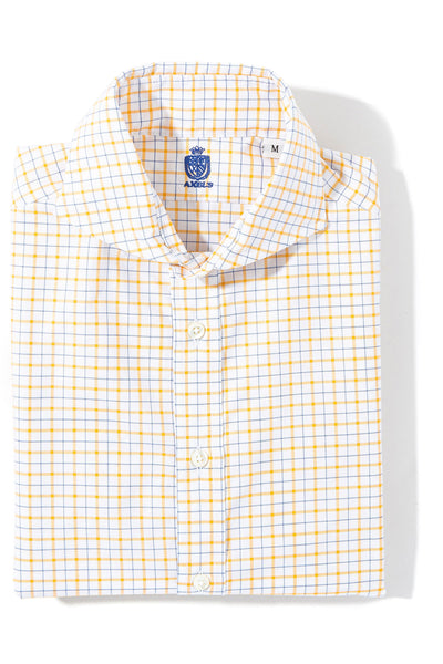 Axels-Is Panamera Cotton Check Shirt In Yellow w Blue Mens - Shirts - Dress