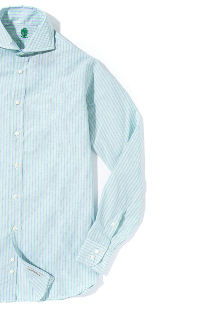 Axels-Is Taycan Cotton Linen Shirt in Green Mens - Shirts - Dress