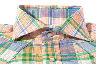 Axels-Is Western Linen In Orange Purple and Green Mens - Shirts - Dress
