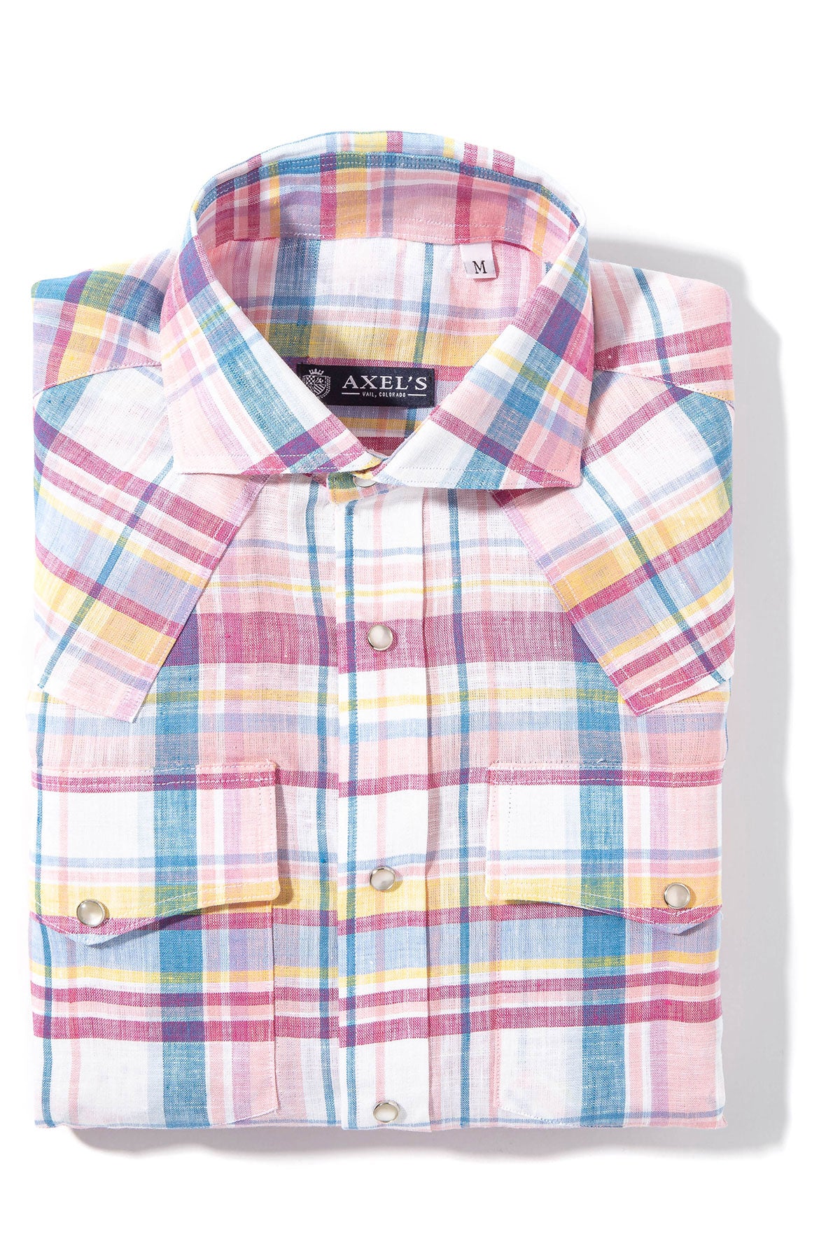 Axels-Is Western Linen In Pink and Purple with Yellow Mens - Shirts - Dress