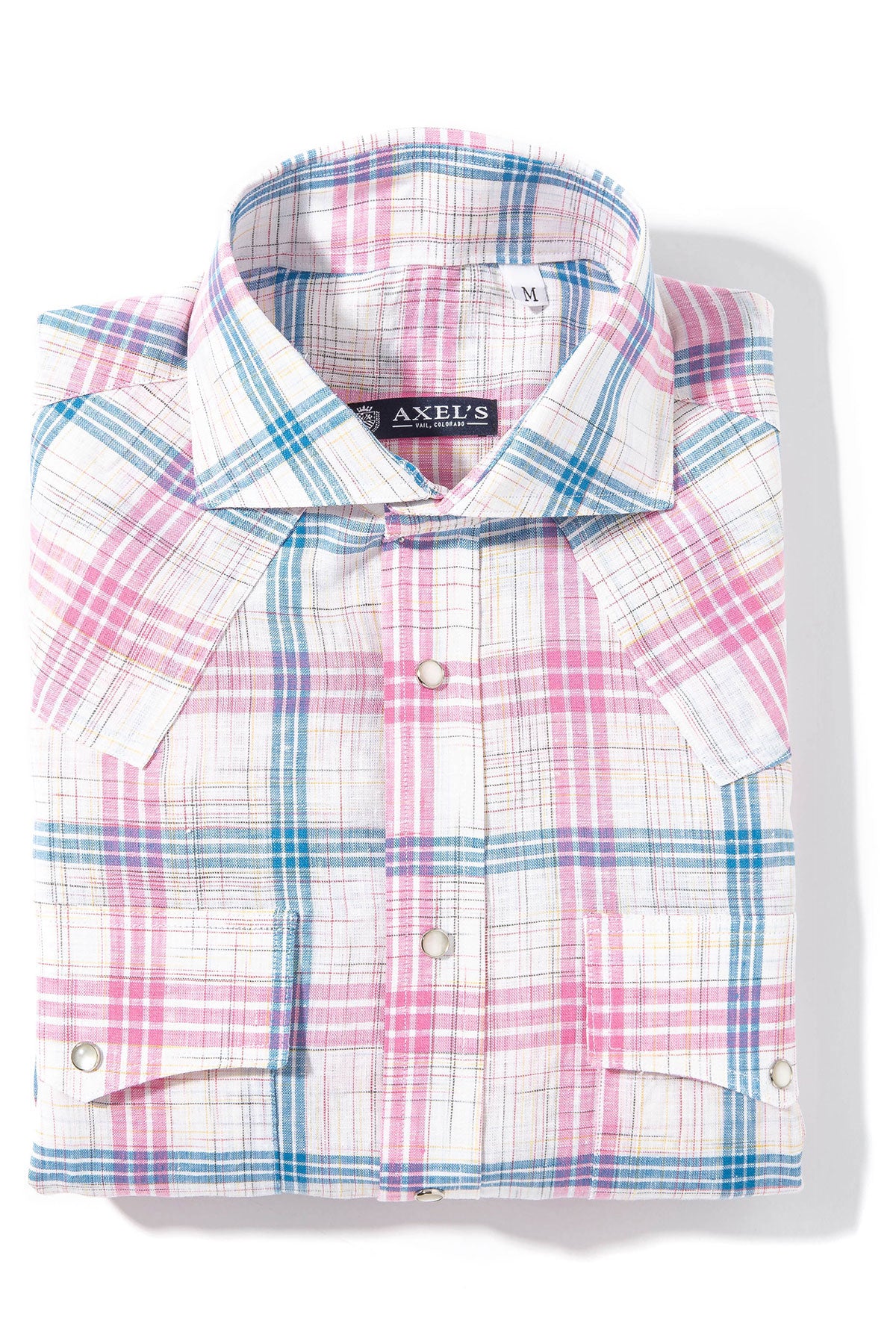 Axels-Is Western Linen In Pink Blue and White Mens - Shirts - Dress