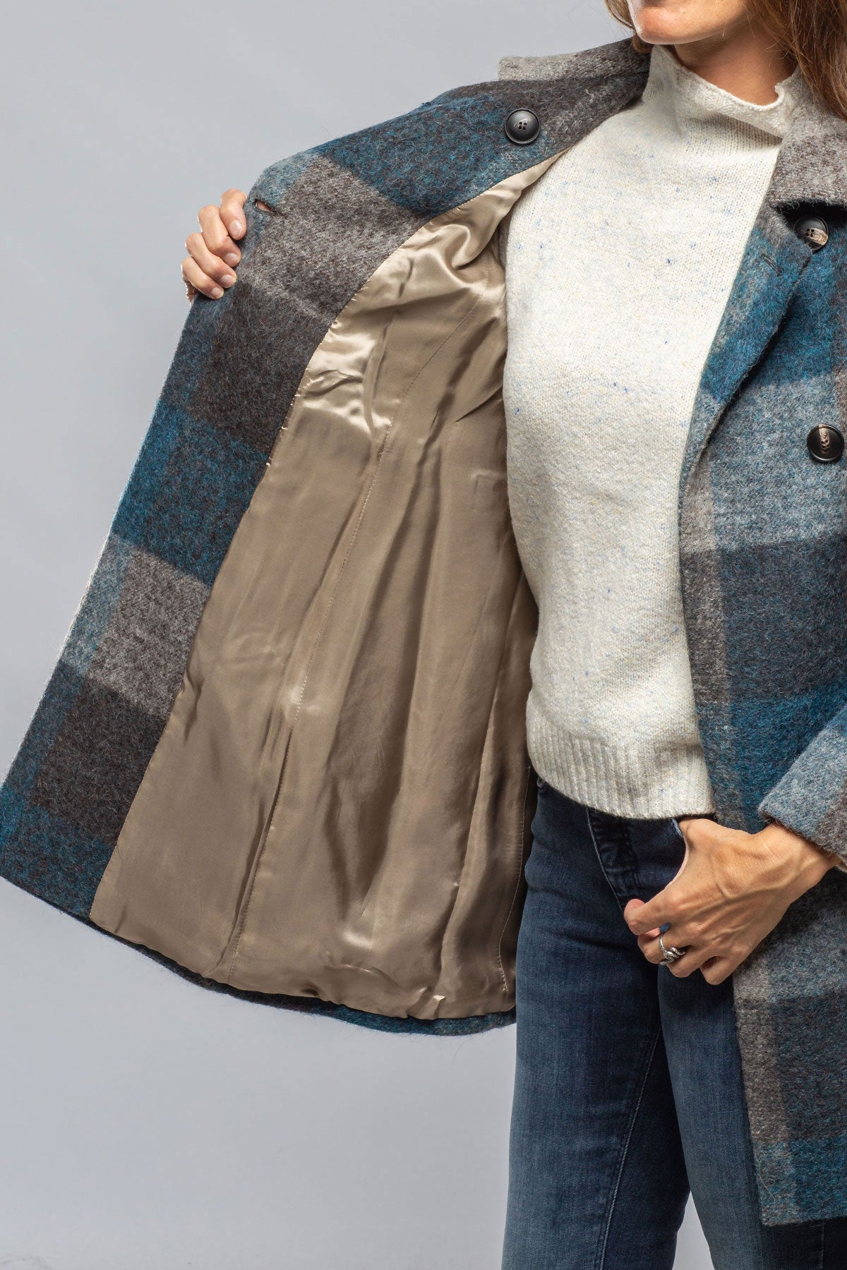 Lexi Dbl Brstd Plaid Swing Coat