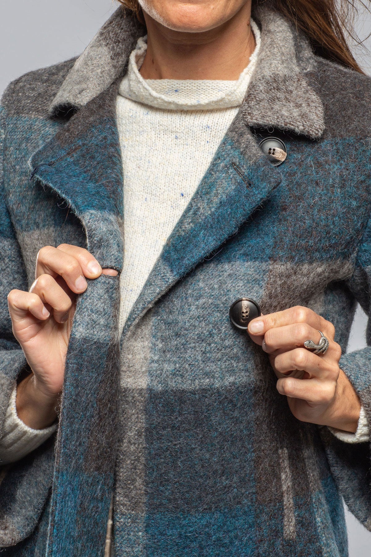 Axels Lexi Dbl Brstd Plaid Swing Coat Ladies - Outerwear - Cloth