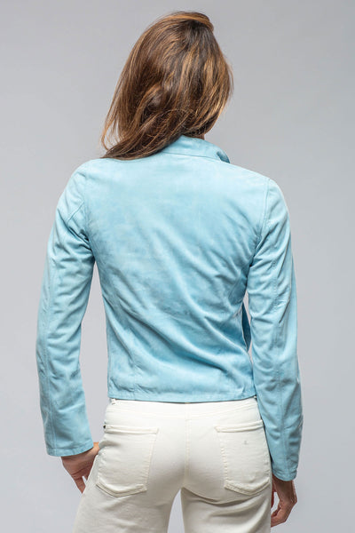 Axels Parigi Suede Jacket In Light Blue Ladies - Outerwear - Leather