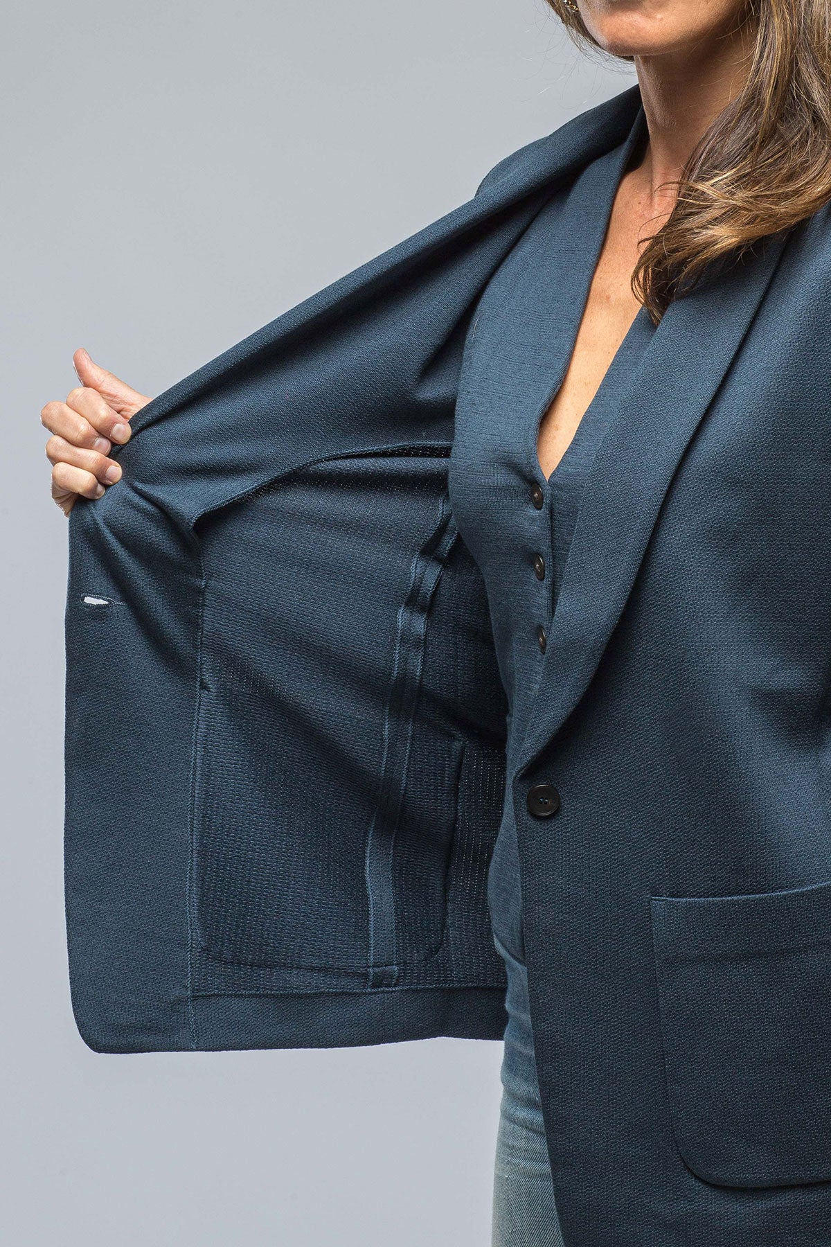 Francesca Knit Blazer In Steel | Ladies - Tailored - Jackets | Nells Nelson