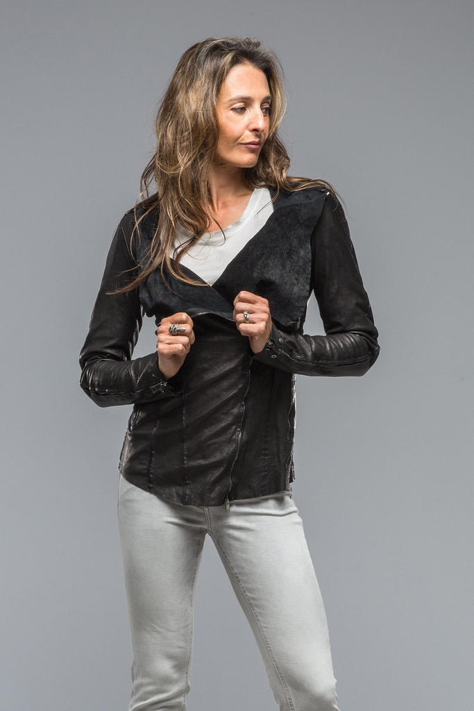 Roxanne Leather Jacket w/ Zip Sleeve in Black | Ladies - Outerwear - Leather
