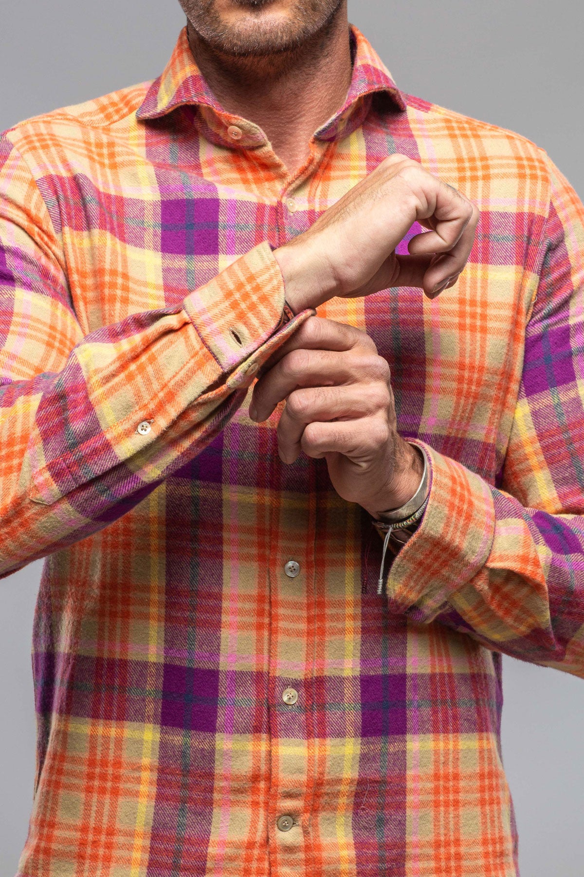 Jobe Flannel In Orange | Mens - Shirts | Giannetto Portofino