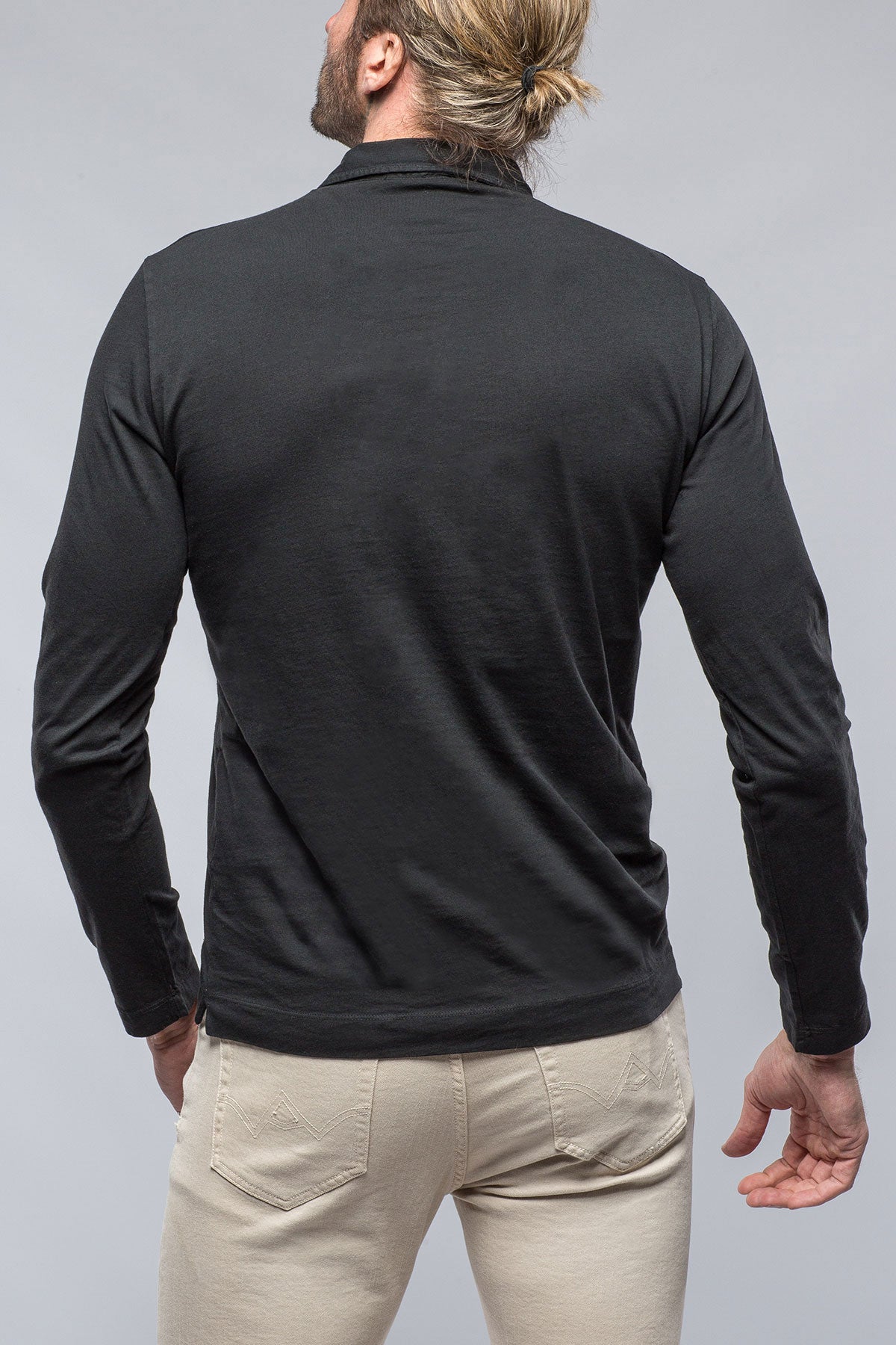 Torrance Long Sleeve Polo in Black | Mens - Shirts - Polos | Gimo's Cotton