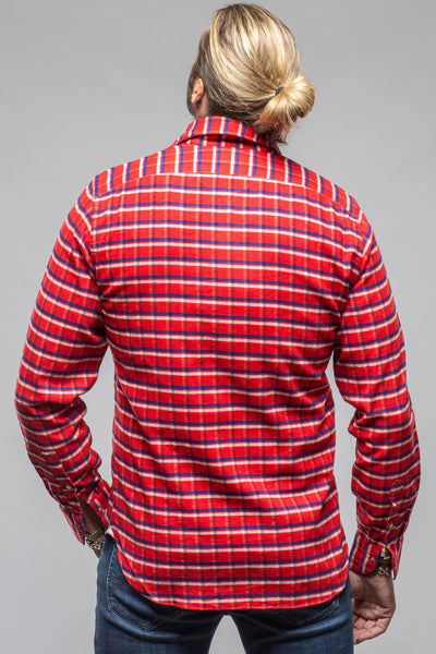 Harmony Check Flannel Snap Shirt In Red Navy