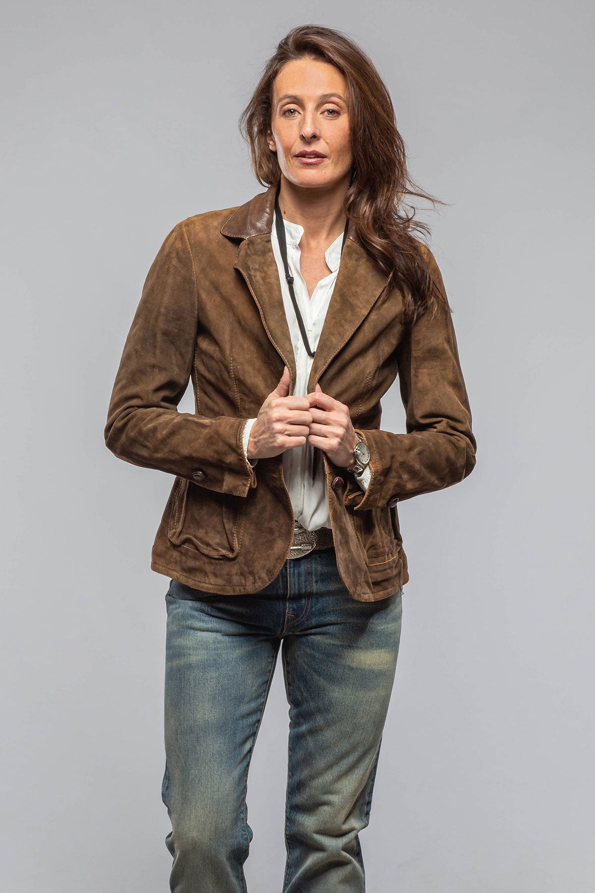 Vella Goat Suede Blazer | Samples - Ladies - Outerwear - Leather | Gimo's