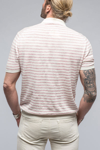 Baldassari Cosimo Striped Linen Polo in Washed Burgundy Mens - Shirts - Polos