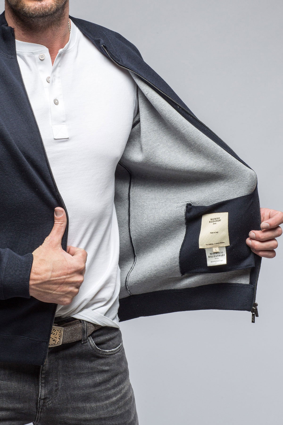 Dario Double Full Zip Silk Cotton Shirt | Mens - Sweaters | Baldassari