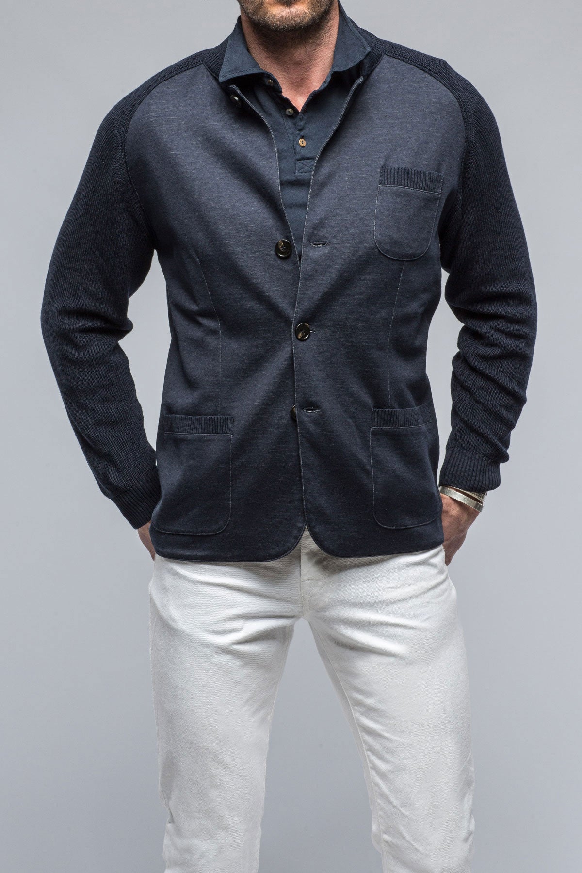 Bruno Silk/Cotton Sweater Jacket | Mens - Sweaters | Baldassari
