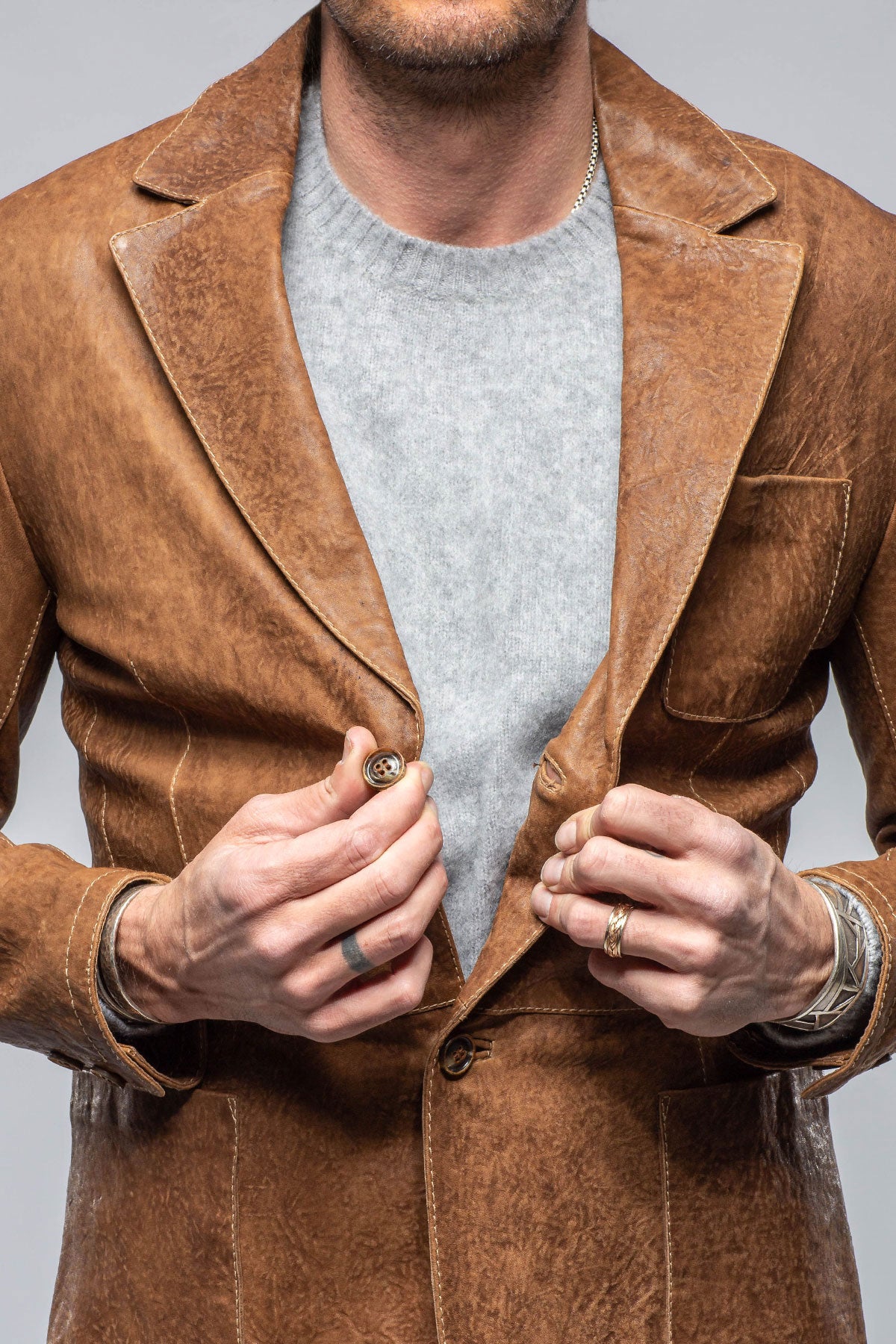 Elliot Leather Blazer | Samples - Mens - Outerwear - Shearling | Gimo's