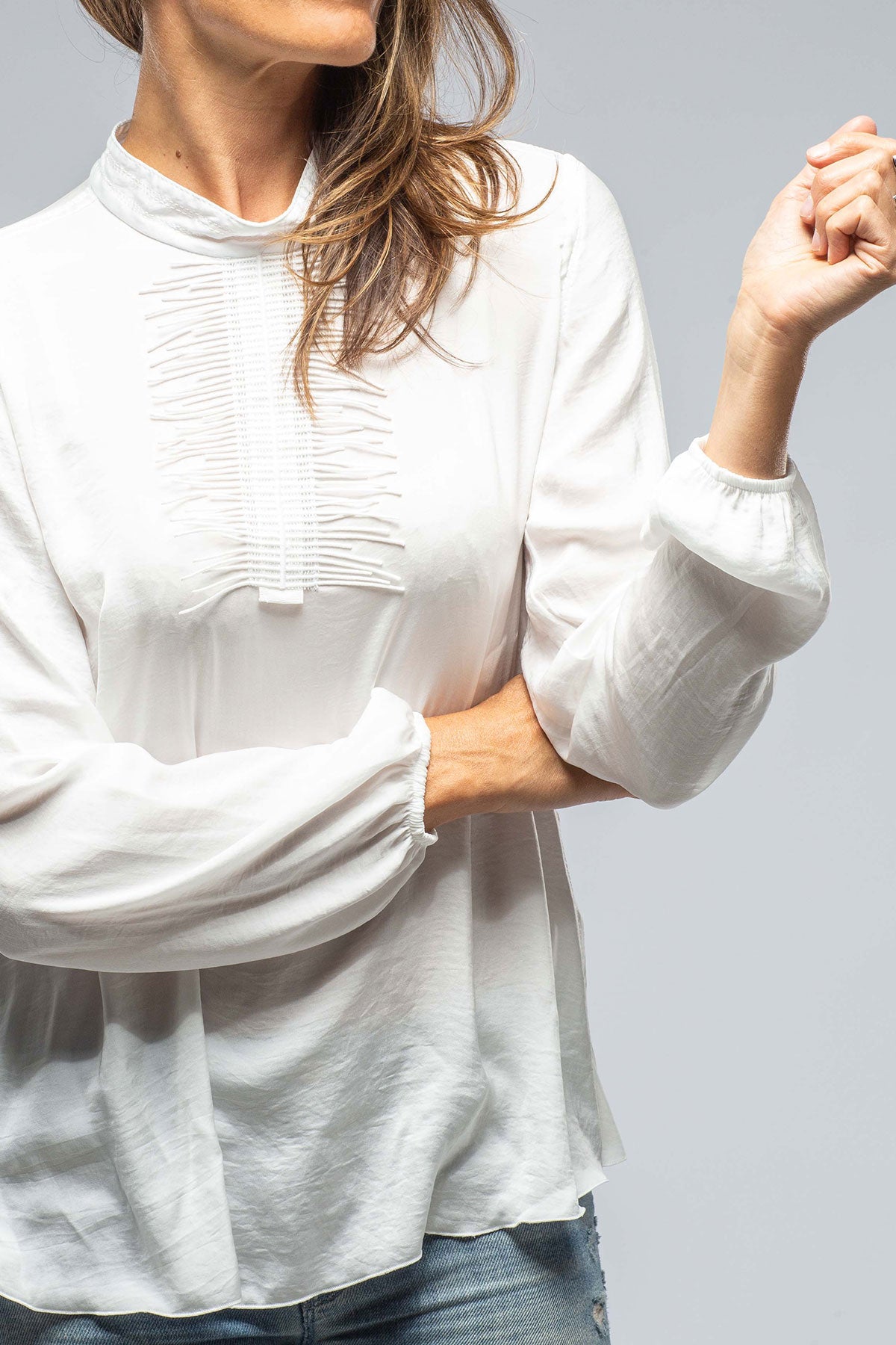 Beate Heymann Mave Fringe Front Blouse In White Ladies - Blouses