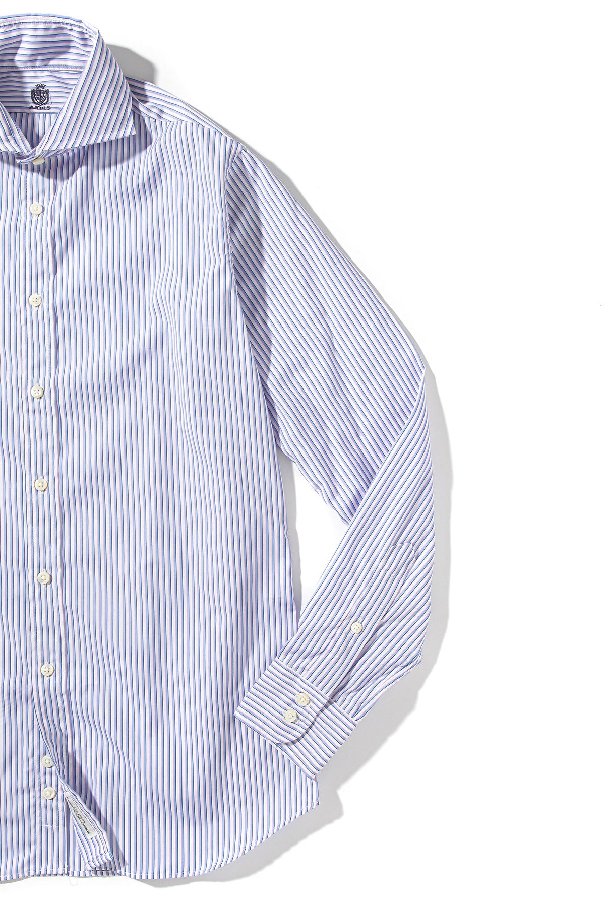 Poplin Blue Stripe Shirt In Pink Shadow Stripe | Mens - Shirts - Dress | Axels-Is