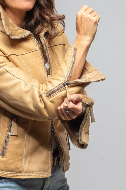 Avery Short Shearling In Tan